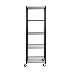 UltraDurable 5-Tier NSF Steel Wire Shelving, 48"W x 24"D x 76"H, Black | Heavy-duty commercial-grade solid steel wire storage rack featuring 800 pounds per shelf weight capacity
