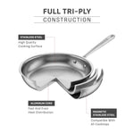 T-fal Pro Tri-Ply Stainless Steel Cookware Set, 10 Piece-Induction Compatible, Oven Safe 500F, Lids-350F, Even Heat, Professional Quality, Durable, Induction Pots and Pans Set, Silver