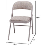 MECO 4-Pack Steel Frame Folding Dining & Event Chairs, Chicory Lace Motif Upholstery, Beige - Foldable Seating with Cushioned Seat and Padded Back for Kitchen, Parties or Game Tables