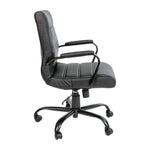 Flash Furniture Whitney Mid-Back Swivel LeatherSoft Desk Chair with Wheels, Padded Seat and Armrests, Adjustable Height Padded Office Chair, Black