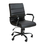 Flash Furniture Whitney Mid-Back Swivel LeatherSoft Desk Chair with Wheels, Padded Seat and Armrests, Adjustable Height Padded Office Chair, Black