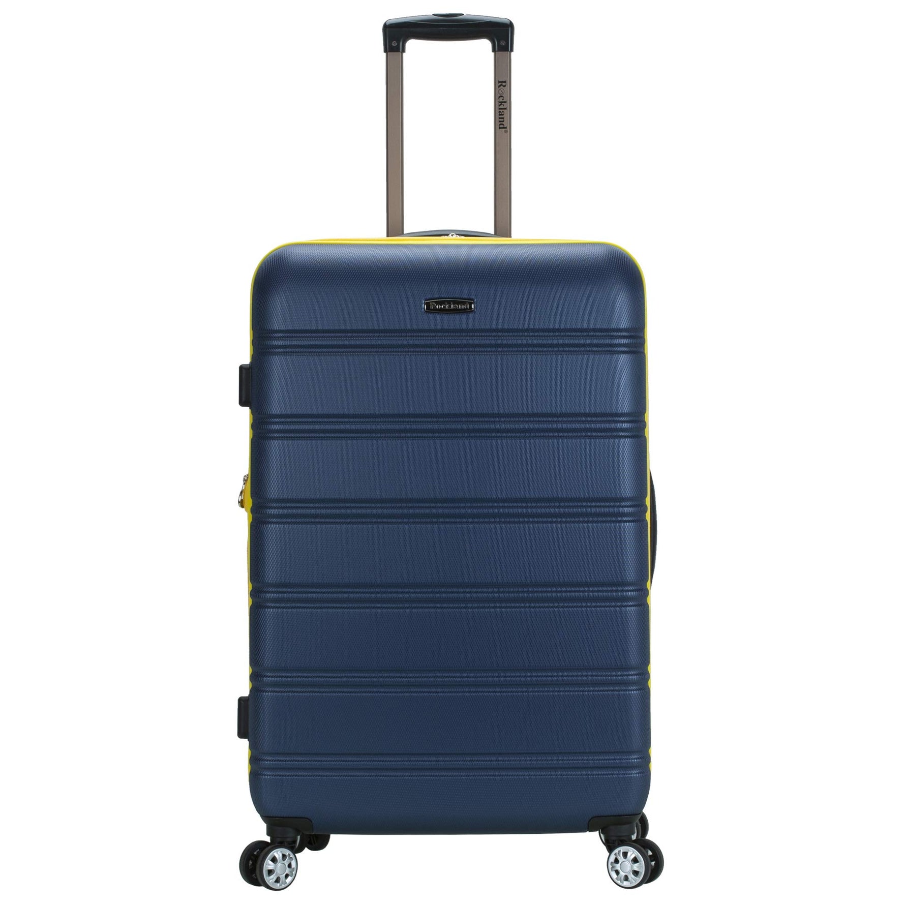 Rockland Melbourne Hardside Expandable Spinner Wheel Luggage, Checked Large 28", Black