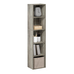 Furinno LUDER Book Shelf, 5-Cube Bookshelf, Reversible Bookcase, 9.4 x 19.5 x 31.5, Easy Assembly, for Living Room, Bedroom, Home Office, White