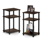 Furinno JUST Side Table, 3-Tier End Table, Open Shelves Night Stand, Bedside Table, Toolless Assembly, for Living Room, Bedroom, Bathroom, Columbia Walnut