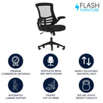 Flash Furniture Kelista Mid-Back Swivel Office Chair with Adjustable Seat Height, Ergonomic Mesh Desk Chair with Flip-Up Armrests, Black