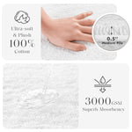 Madison Park Splendor Reversible 100% Cotton Tufted Bathroom Rug-3000 GSM Hotel Quality Luxurious Plush Medium Pile Bath Mat Absorbent, Quick Dry, Shower Room Décor, 21x34, White