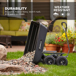 Gorilla Carts Poly Garden Dump Cart, 4 Cu Ft Tub, 600 lb Haul Capacity, Black – Heavy-Duty Utility Wagon with Quick-Release Dumping & Pneumatic Tires for Yard, Landscaping and Gardening