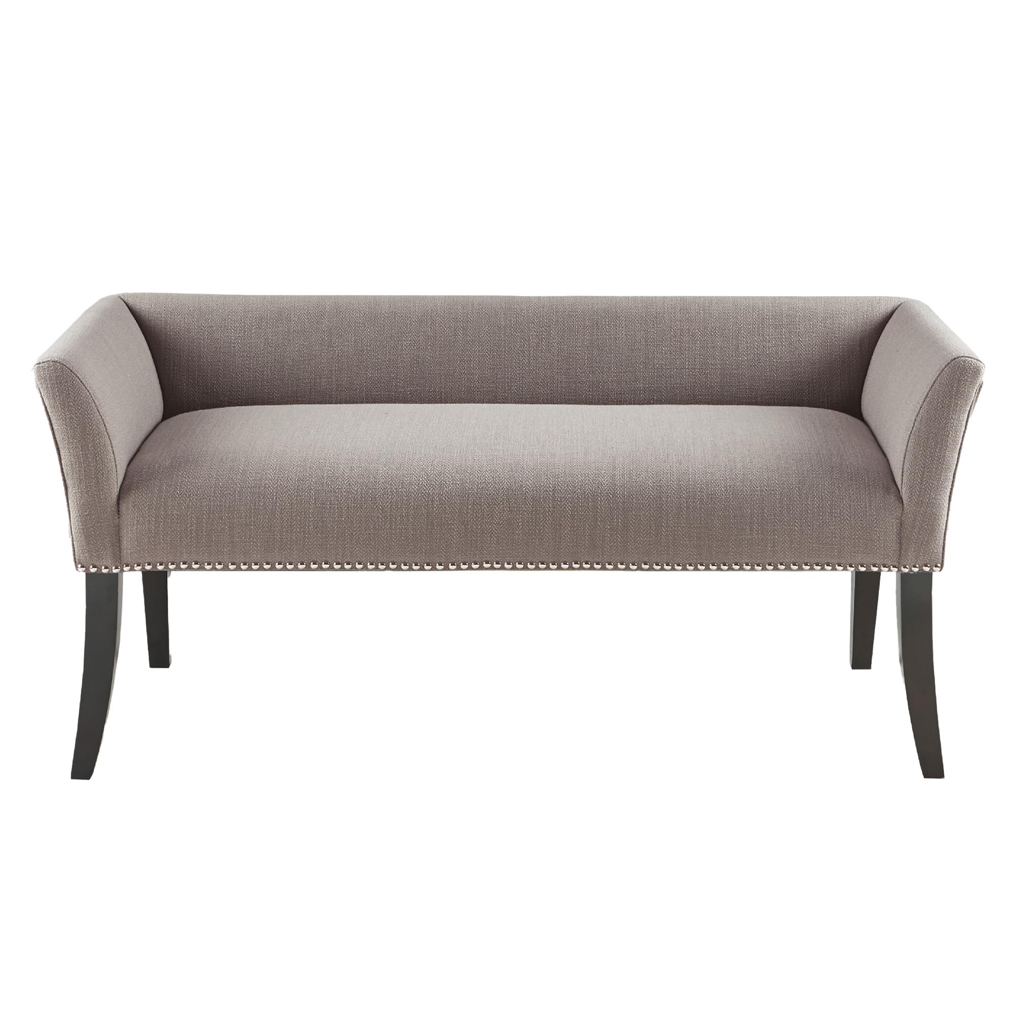 Madison Park Accent Bench, Upholstered with Nailhead Trim, & Padded Seat Entryway Bench Small, End of Bed Bench with Back, 49.5" W x 19.25" D x 23" H, Grey