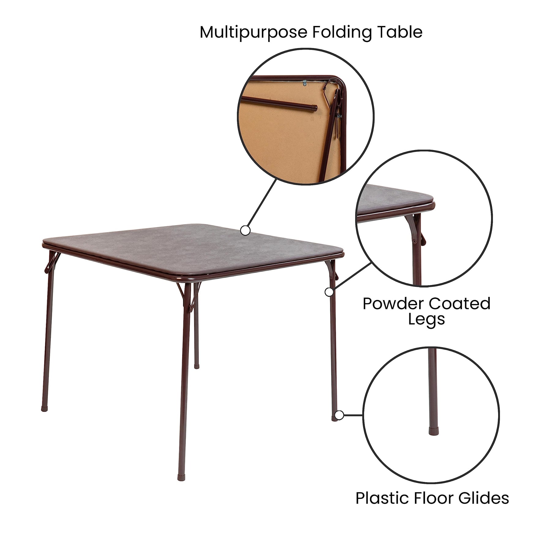 Flash Furniture Madelyn 33.5" Square Folding Multipurpose Card Table with Padded Vinyl Top, Portable Folding Game Table for 4 Players, Black