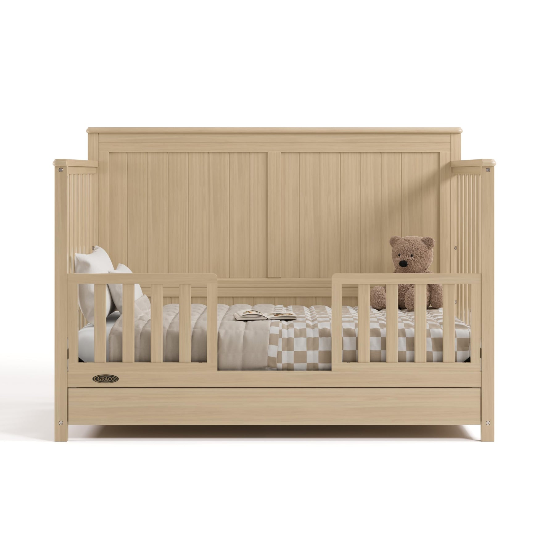 Graco Hadley 5-in-1 Convertible Crib with Drawer – GREENGUARD Gold Certified, Fits Standard Crib Mattress, Converts to Toddler Bed, Daybed and Full Bed, 4 Adjustable Mattress Heights (White)