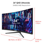Sceptre 34-Inch Curved Ultrawide WQHD Monitor (3440 × 1440), R1500, up to 180Hz/165Hz, DisplayPort x2, 99% sRGB, 1ms, Built-in Speakers, Machine Black, 2025 (C345B-QUT168)