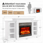 Naice 72" Electric Fireplace with Mantel and Cabinets, Fireplace TV Stand for Living Room Bedroom, Stacked Stone Surround and Remote Control 3D Realistic Flame, Black