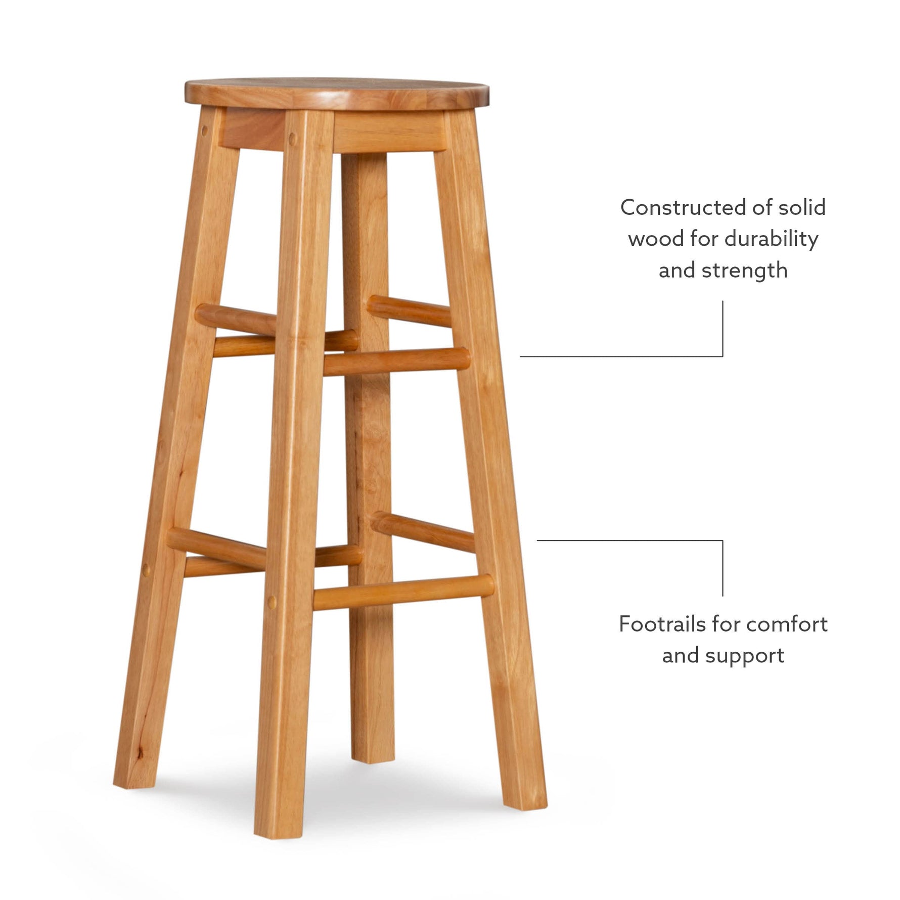Linon Natural Barstool with Round Seat, 24-Inch