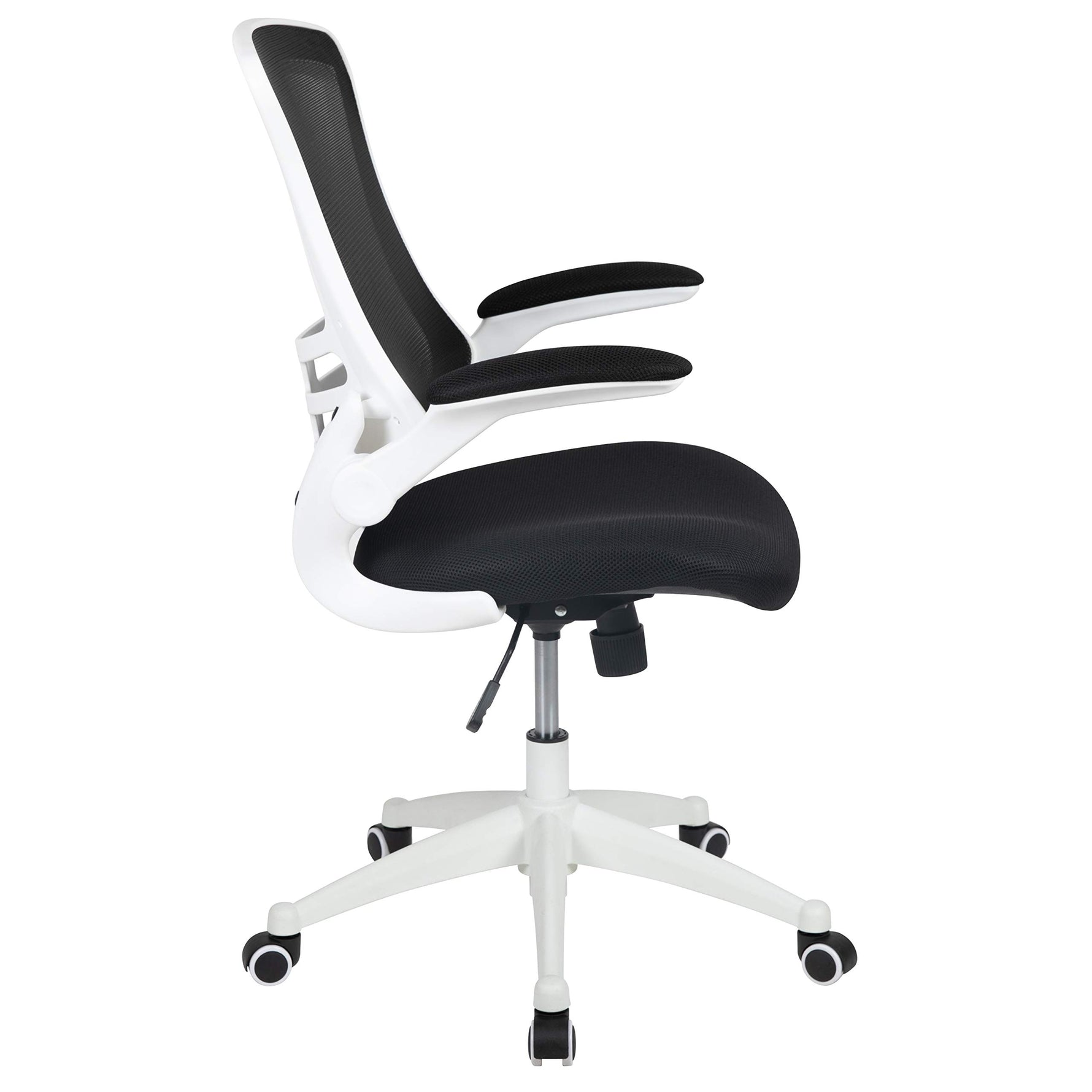 Flash Furniture Kelista Mid-Back Swivel Office Chair with Adjustable Seat Height, Ergonomic Mesh Desk Chair with Flip-Up Armrests, Black