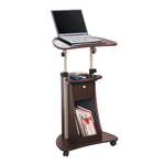 Techni Mobili Sit-to-Stand Rolling Adjustable Height Laptop Cart with Storage, Graphite, 22 x 16 x 46