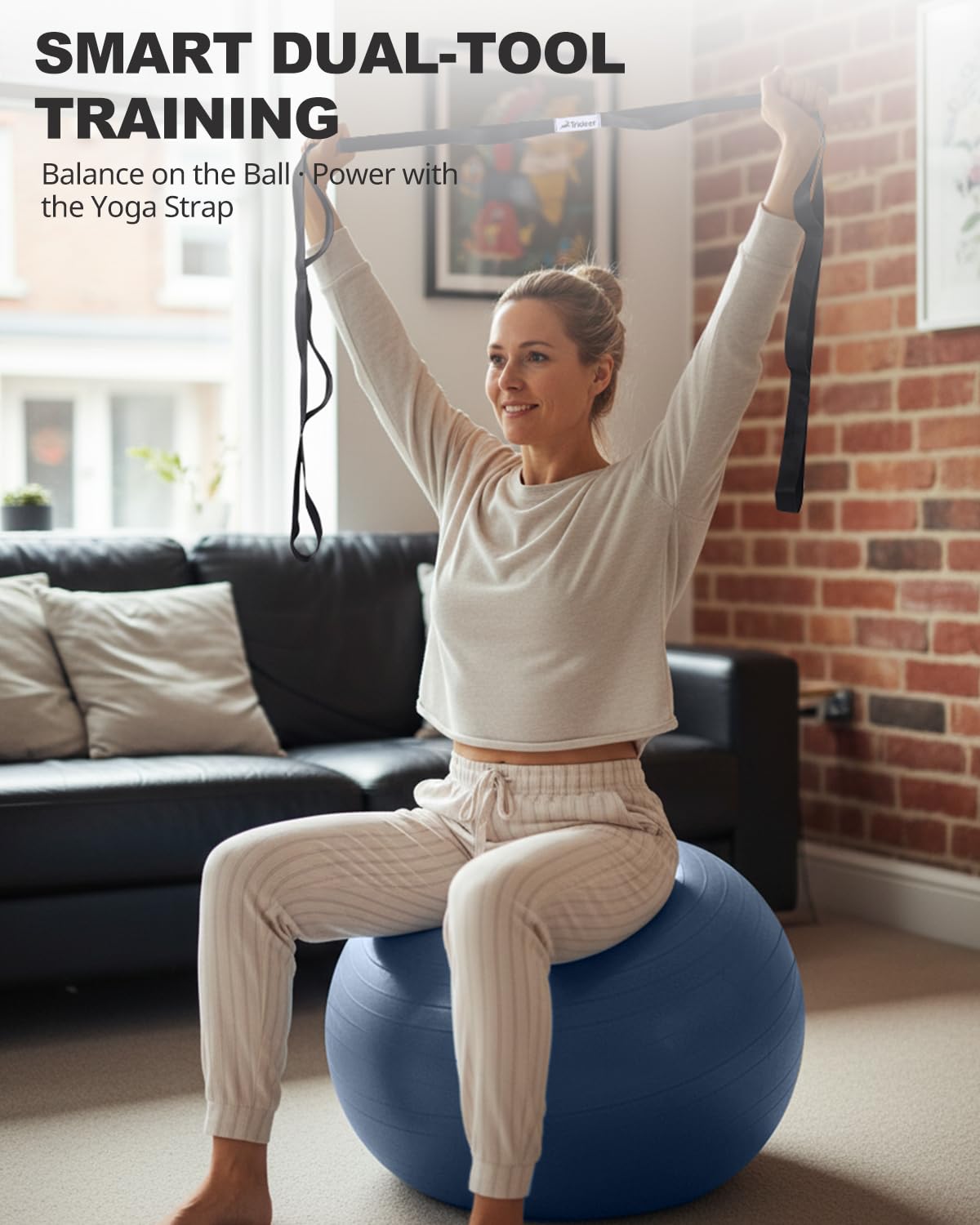Trideer Exercise Ball for Yoga, Pilates & Fitness – Stability Ball Equipment for Home Gym & Office Chair, Core & Balance Training Accessories, Physical Therapy Equipment, Quick Pump Included, 5 Sizes