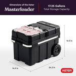 Keter Masterloader Resin Rolling Tool Box with Locking System and Removable Bins – Perfect Organization and Storage Chest for Power Drill, Tape Measure, and Screwdriver Set, Black