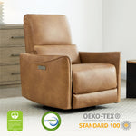 CHITA Power Recliner Chair Swivel Glider, FSC Certified Upholstered Living Room Nursery Reclining Sofa Chair with Lumbar Support, Linen