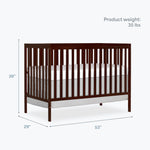 Dream On Me Synergy 5-in-1 Convertible Full-Size Baby Crib with Toddler, Day & Full Bed Conversion in White, GreenGuard Gold & BSA, 3 Mattress Heights, Sustainable Pinewood
