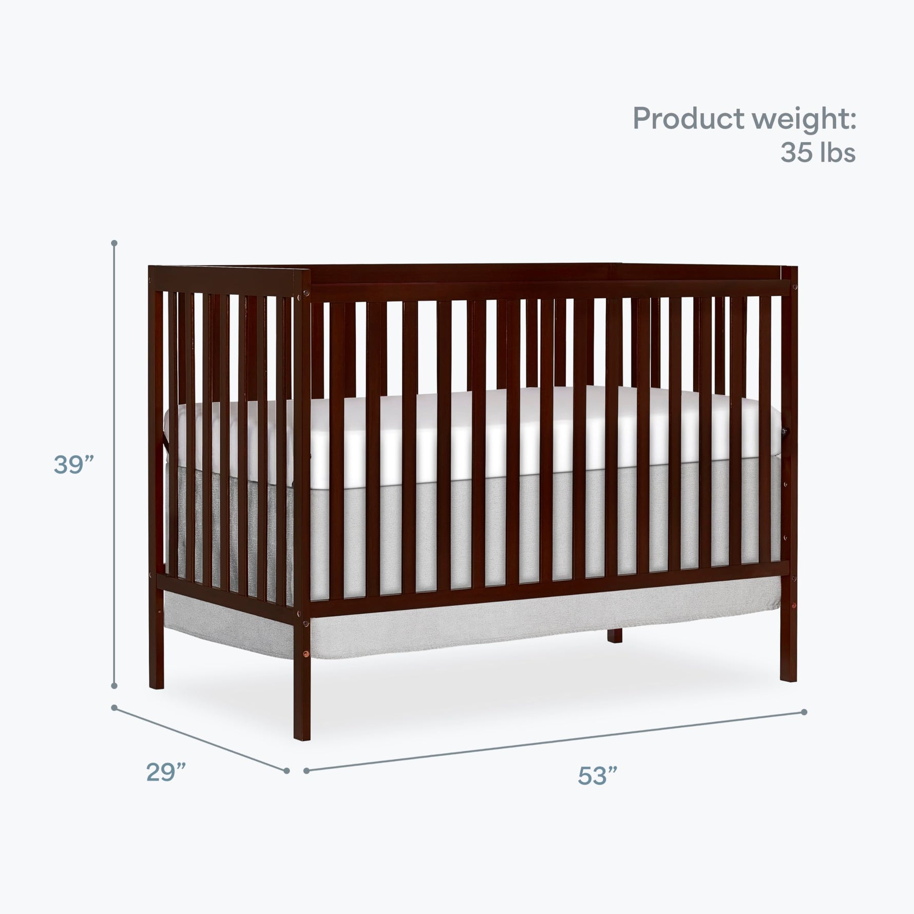 Dream On Me Synergy 5-in-1 Convertible Full-Size Baby Crib with Toddler, Day & Full Bed Conversion in White, GreenGuard Gold & BSA, 3 Mattress Heights, Sustainable Pinewood