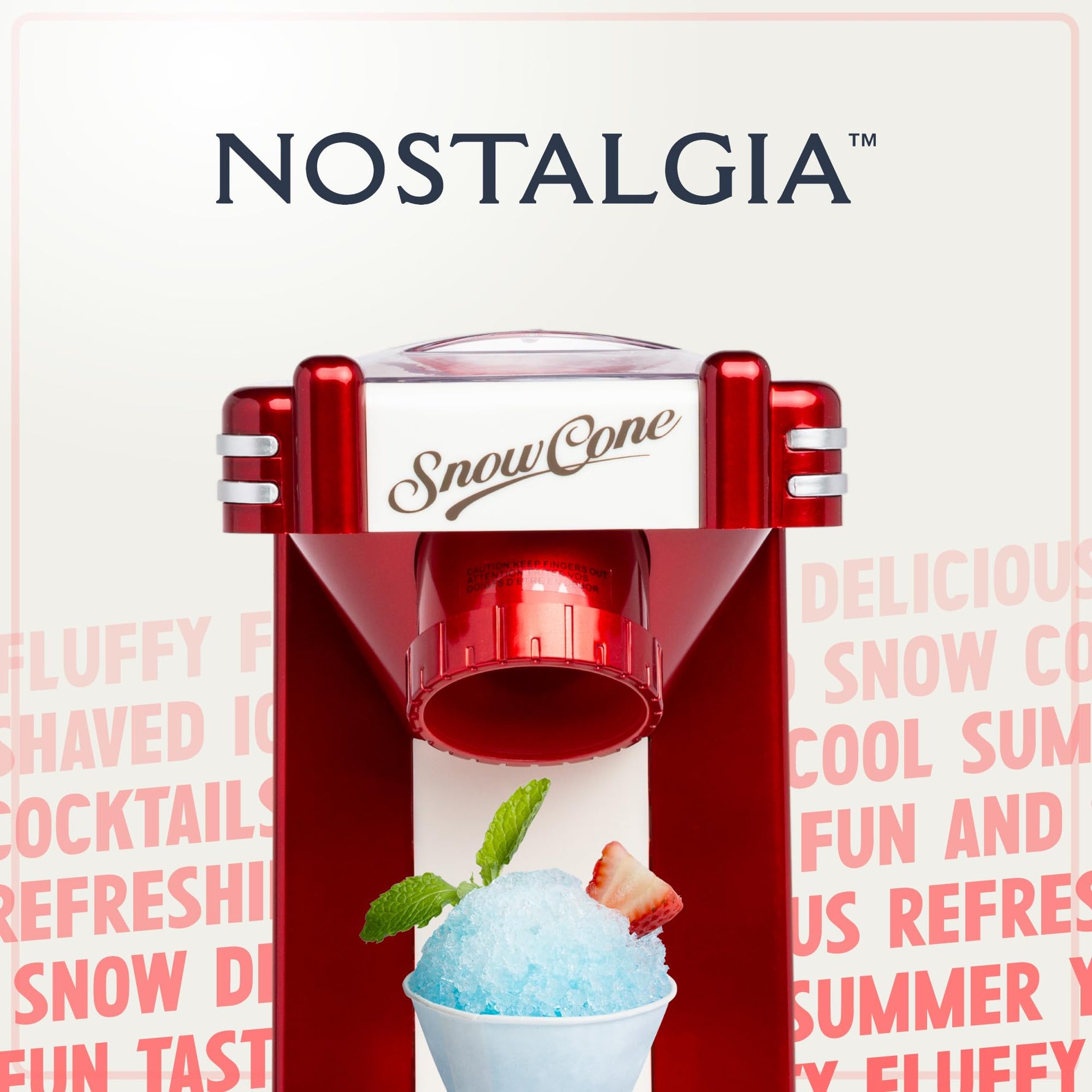 Nostalgia Snow Cone Shaved Ice Machine - Makes 20 Icy Treats - Includes 1 Reusable Plastic Cup - Retro Red