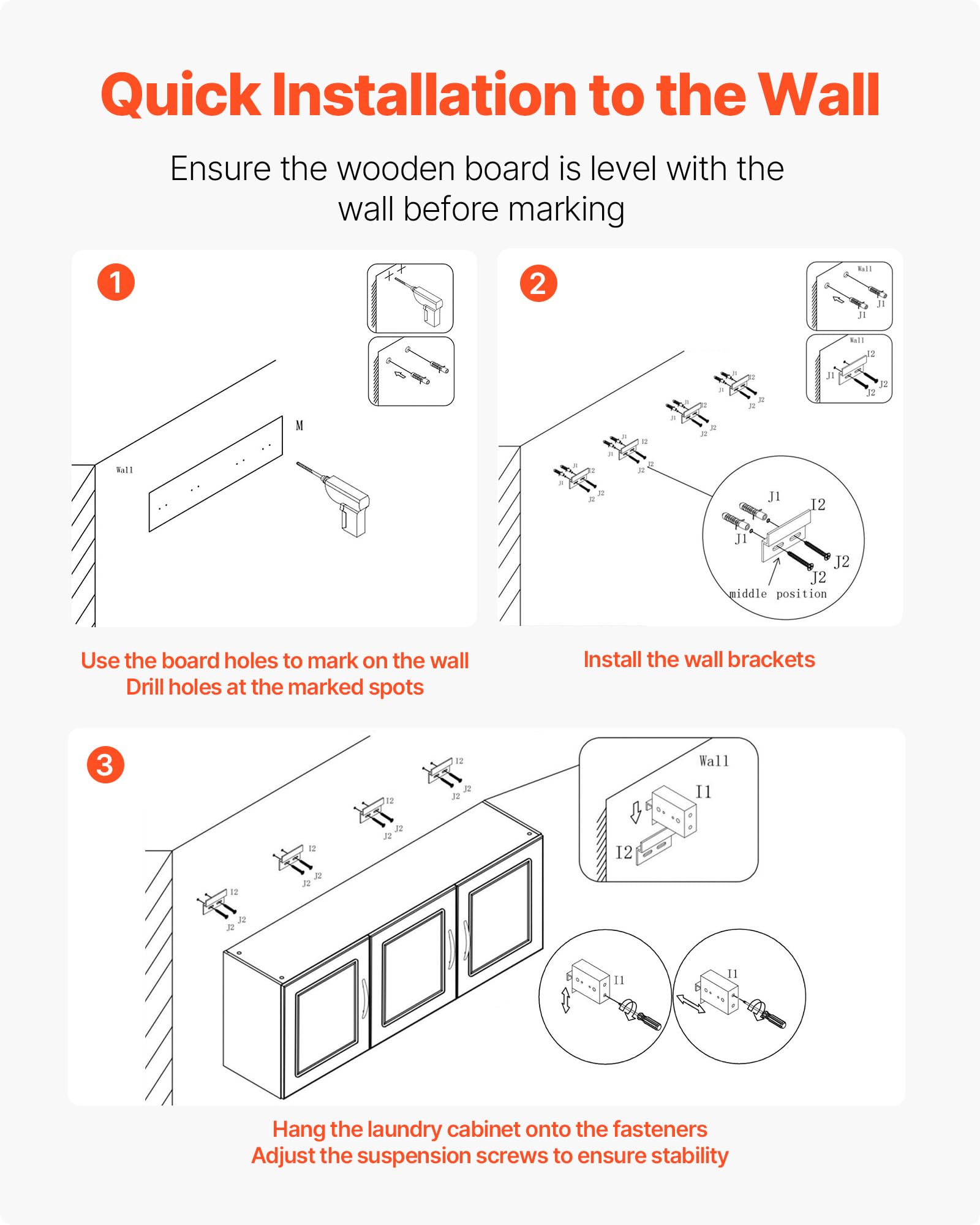 VEVOR Laundry Room Wall Cabinet, 2-Tier Wall Mounted Hanging Cabinet with Adjustable Shelf, Cupboard Storage with 2 Doors, for Kitchen, Bathroom, Laundry, 11.8 x 23.6 x 23.6 in (D x W x H), White