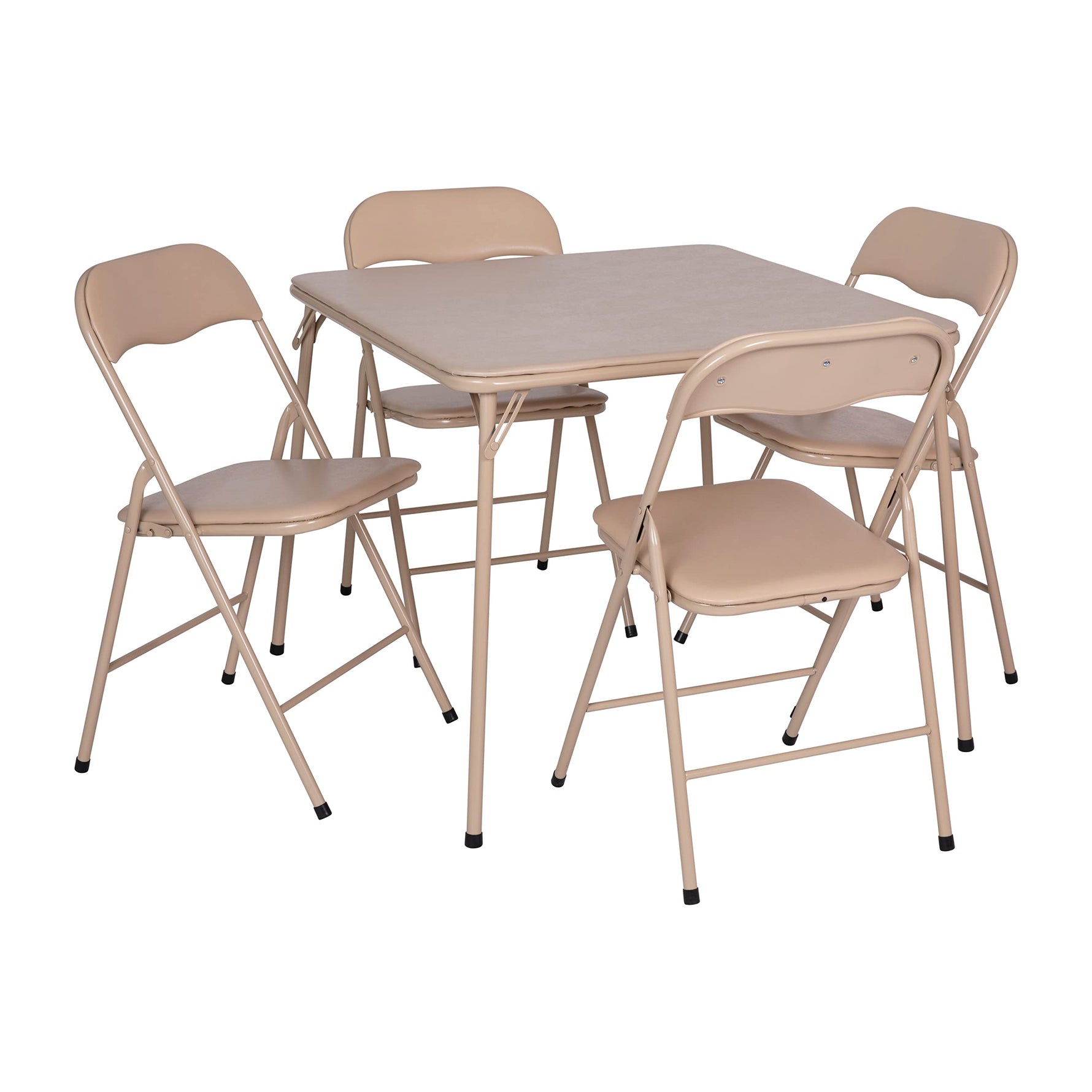 Flash Furniture Madelyn 33.5" Square Folding Multipurpose Card Table with Padded Vinyl Top, Portable Folding Game Table for 4 Players, Black