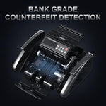 LOLARAN AL1000 Money Counter Machine with Value Counting, Support Dollar and Euro, UV, MG, MT, IR, DD Counterfeit Detection, Cash Counter with LCD Display, Batch and Add, 1,000 Notes/Min