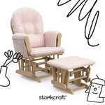 Storkcraft Premium Hoop Glider & Ottoman (Espresso with Beige) — GREENGUARD Gold Certified, Solid Wood Craftsmanship, Convenient Storage Pockets, Glider Rocking Chair for Nursery, Multi-Award-Winning