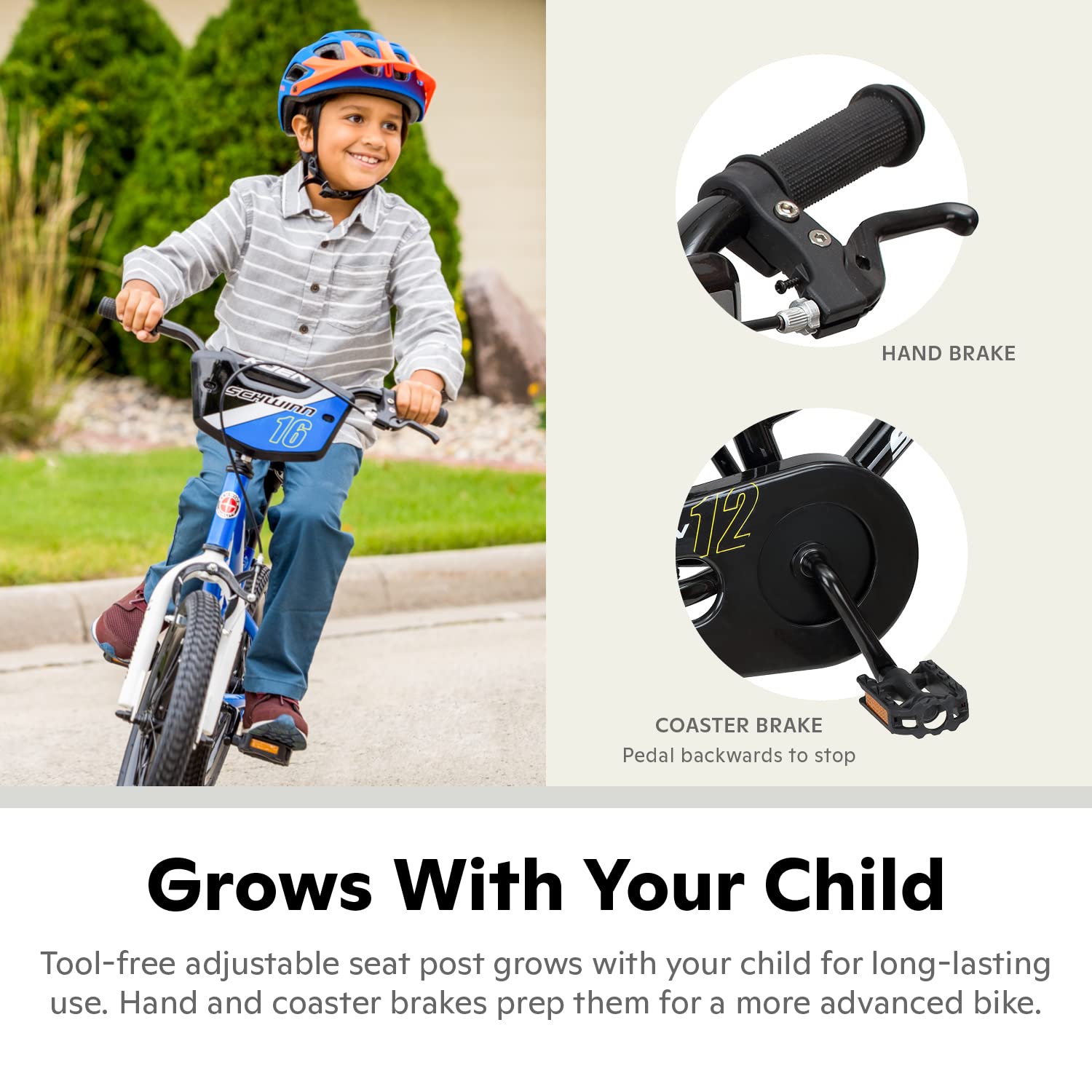 Schwinn Koen Bike, 16 Inch Bike for Kids Ages 3-7, SmartStart Ergonomic Design for Kids, Adjustable Seat Grows with your Child, Rear Coaster Brake and Front Caliper Brake, Training Bicycle