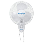 Hurricane 16" Supreme Oscillating Wall Mount Fan w/ 3 Quiet Speeds, White - Corded Electric Air Cooling Unit w/ Easy Pull Cord Controls for Homes, Greenhouses, Garages, Workshops & Gyms
