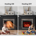 Naice 72" Electric Fireplace with Mantel and Cabinets, Fireplace TV Stand for Living Room Bedroom, Stacked Stone Surround and Remote Control 3D Realistic Flame, Black