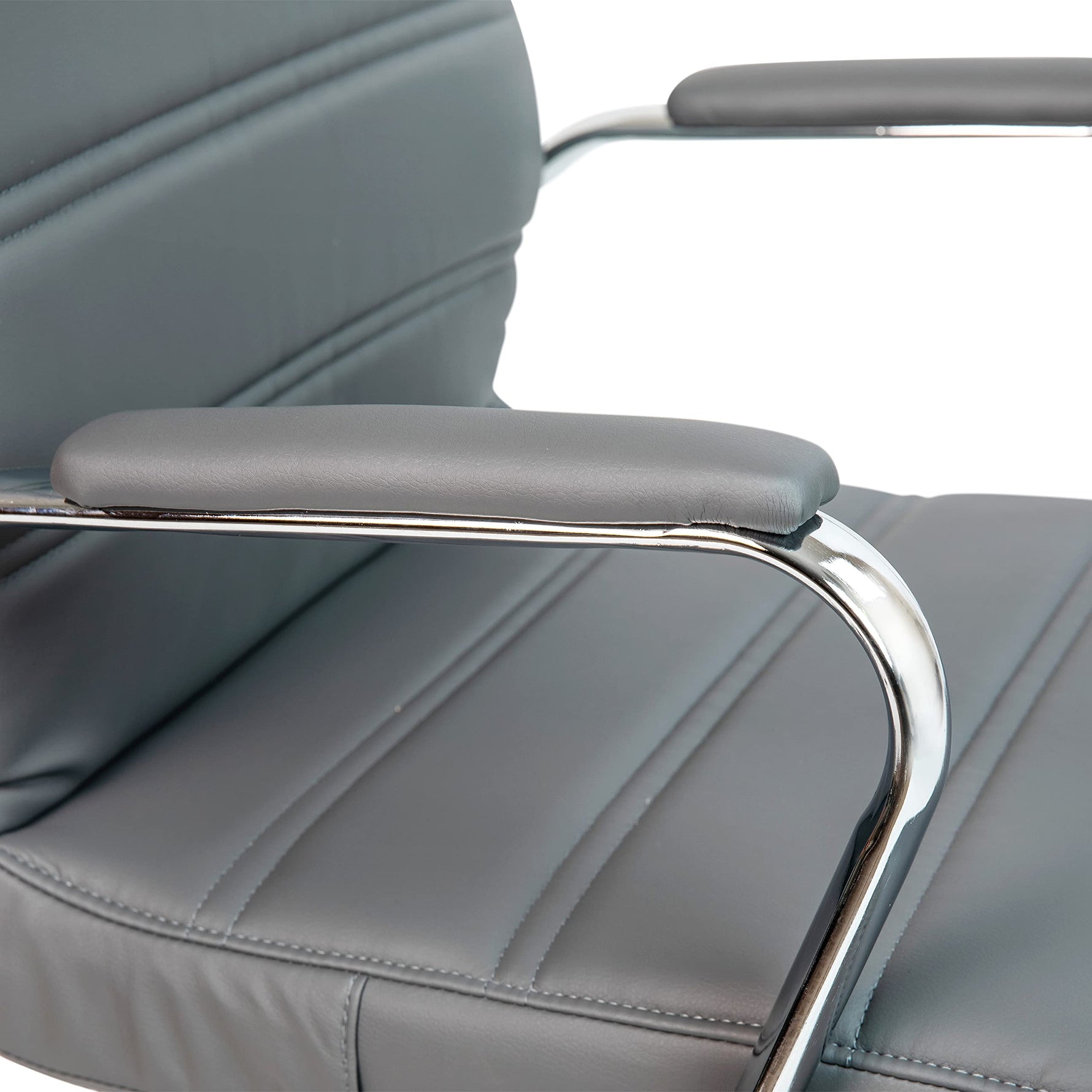 Flash Furniture Whitney Mid-Back Swivel LeatherSoft Desk Chair with Wheels, Padded Seat and Armrests, Adjustable Height Padded Office Chair, Black