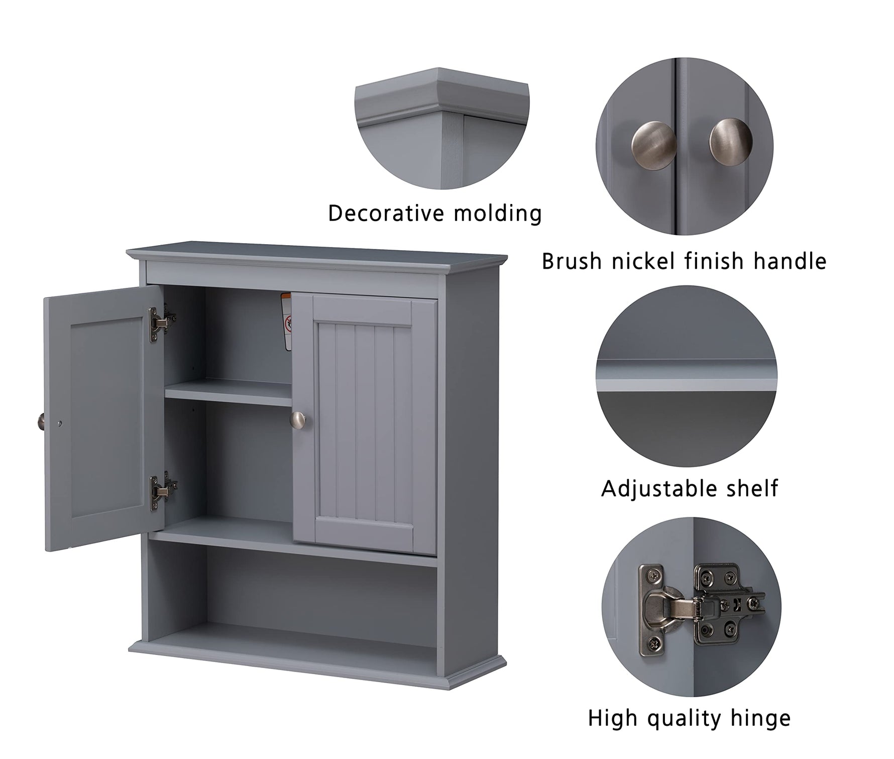 Spirich Bathroom Cabinet Wall Mounted with Doors, Wood Hanging Cabinet with Doors and Shelves Over The Toilet, Bathroom Wall Cabinet White