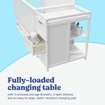 Graco Hadley 5-in-1 Convertible Crib with Drawer – GREENGUARD Gold Certified, Fits Standard Crib Mattress, Converts to Toddler Bed, Daybed and Full Bed, 4 Adjustable Mattress Heights (White)
