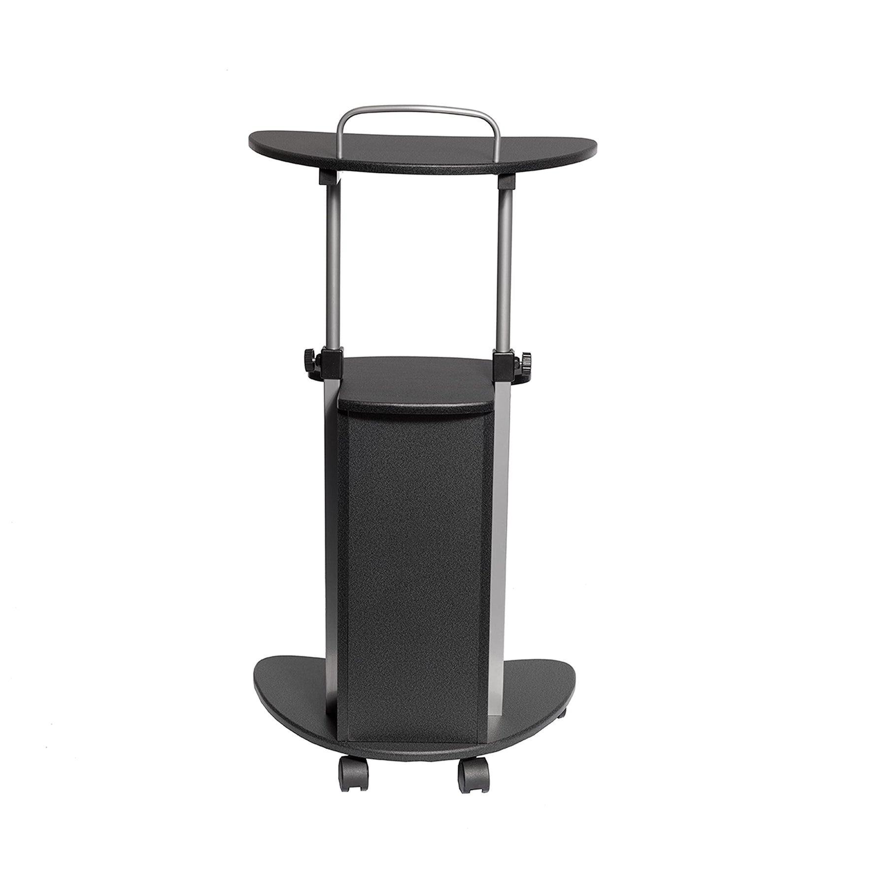 Techni Mobili Sit-to-Stand Rolling Adjustable Height Laptop Cart with Storage, Graphite, 22 x 16 x 46