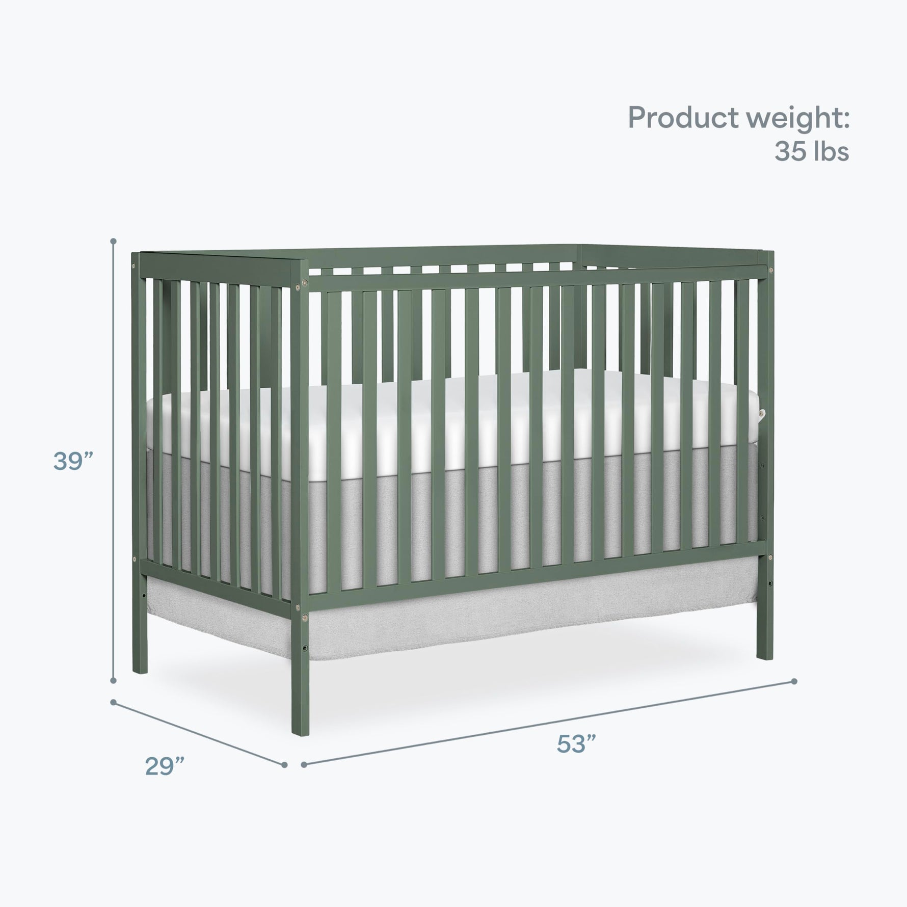 Dream On Me Synergy 5-in-1 Convertible Full-Size Baby Crib with Toddler, Day & Full Bed Conversion in White, GreenGuard Gold & BSA, 3 Mattress Heights, Sustainable Pinewood