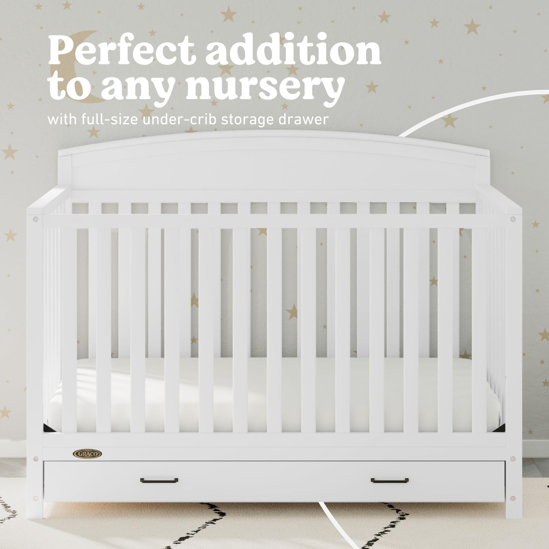 Graco Benton 5-in-1 Convertible Crib – GREENGUARD Gold Certified, Converts from Baby Crib to Toddler Bed, Daybed and Full-Size Bed, Fits Standard Full-Size Crib Mattress (White)