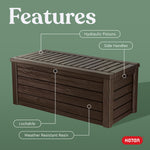 Keter 150 Gallon Resin Large Deck Box Organization and Storage Box for Patio, Outdoor Cushions, Garden Tools, Brown