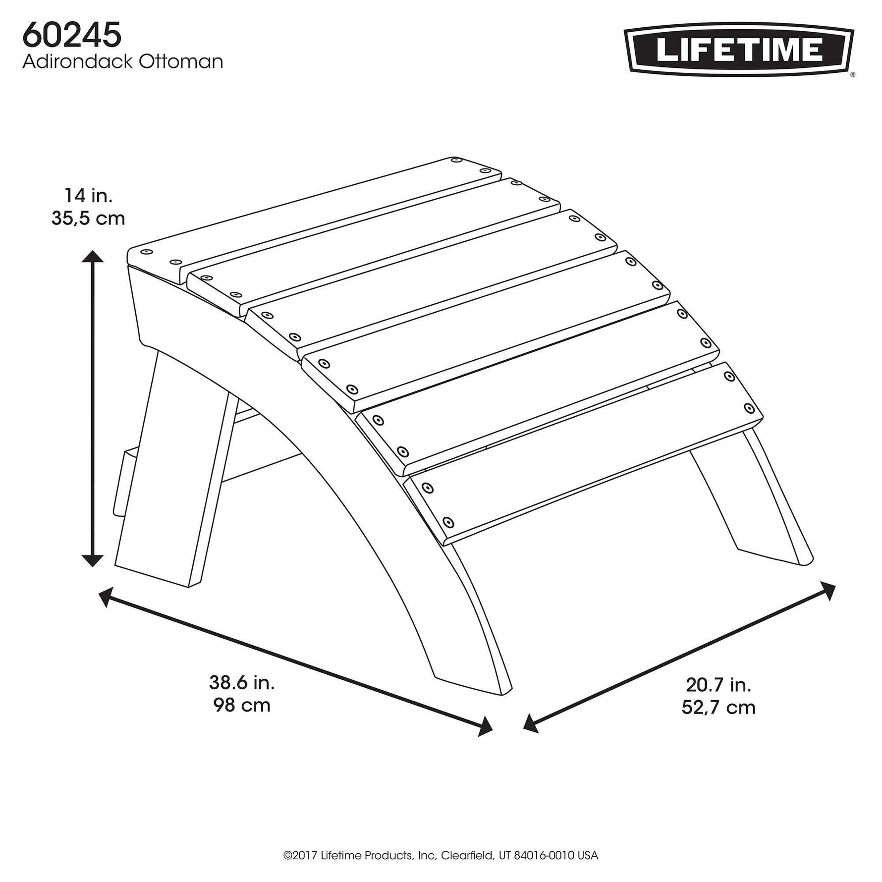 Lifetime 60245 Adirondack Ottoman, Brown