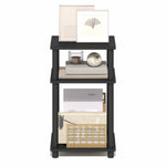 Furinno JUST Side Table, 3-Tier End Table, Open Shelves Night Stand, Bedside Table, Toolless Assembly, for Living Room, Bedroom, Bathroom, Columbia Walnut