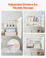 VEVOR Laundry Room Wall Cabinet, 2-Tier Wall Mounted Hanging Cabinet with Adjustable Shelf, Cupboard Storage with 2 Doors, for Kitchen, Bathroom, Laundry, 11.8 x 23.6 x 23.6 in (D x W x H), White