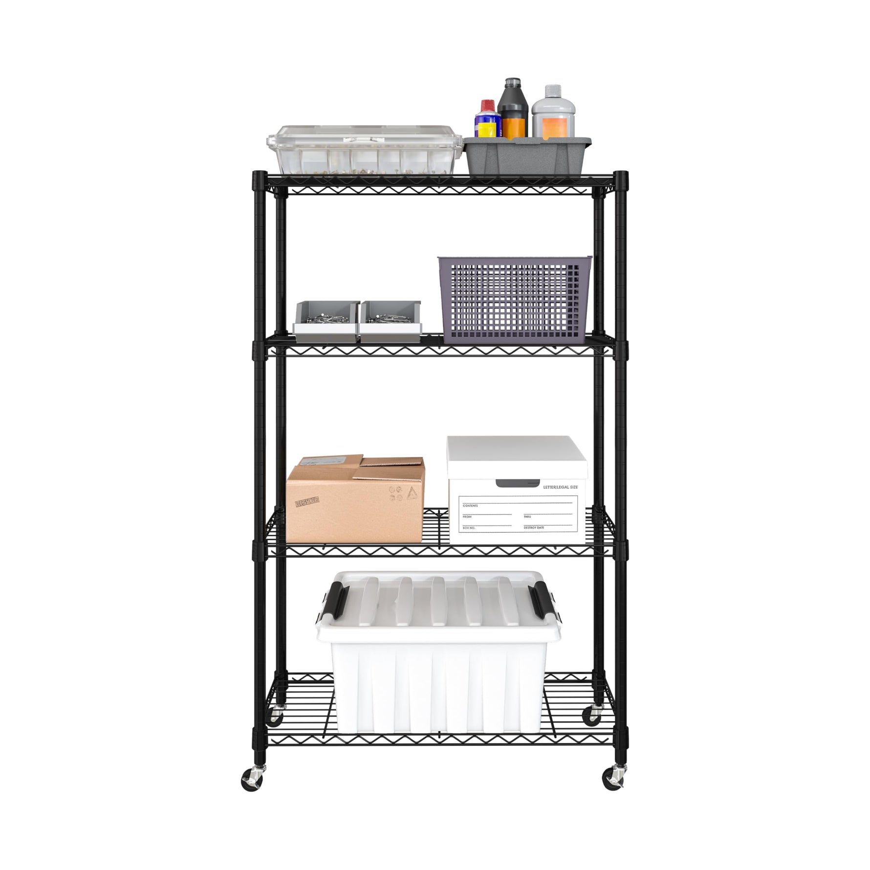 5-Tier Steel Wire Shelving, 30"W x 14"D x 61.5"H | Durable solid steel wire storage rack with adjustable shelves featuring 300 pounds per shelf weight capacity for home use
