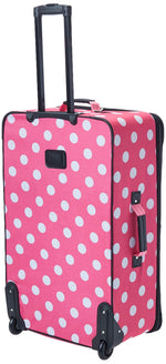 Rockland Vara Softside 3 Piece Upright Luggage Set, Expandable, (20"/28"/22" Rolling Duffel), Pink Leopard