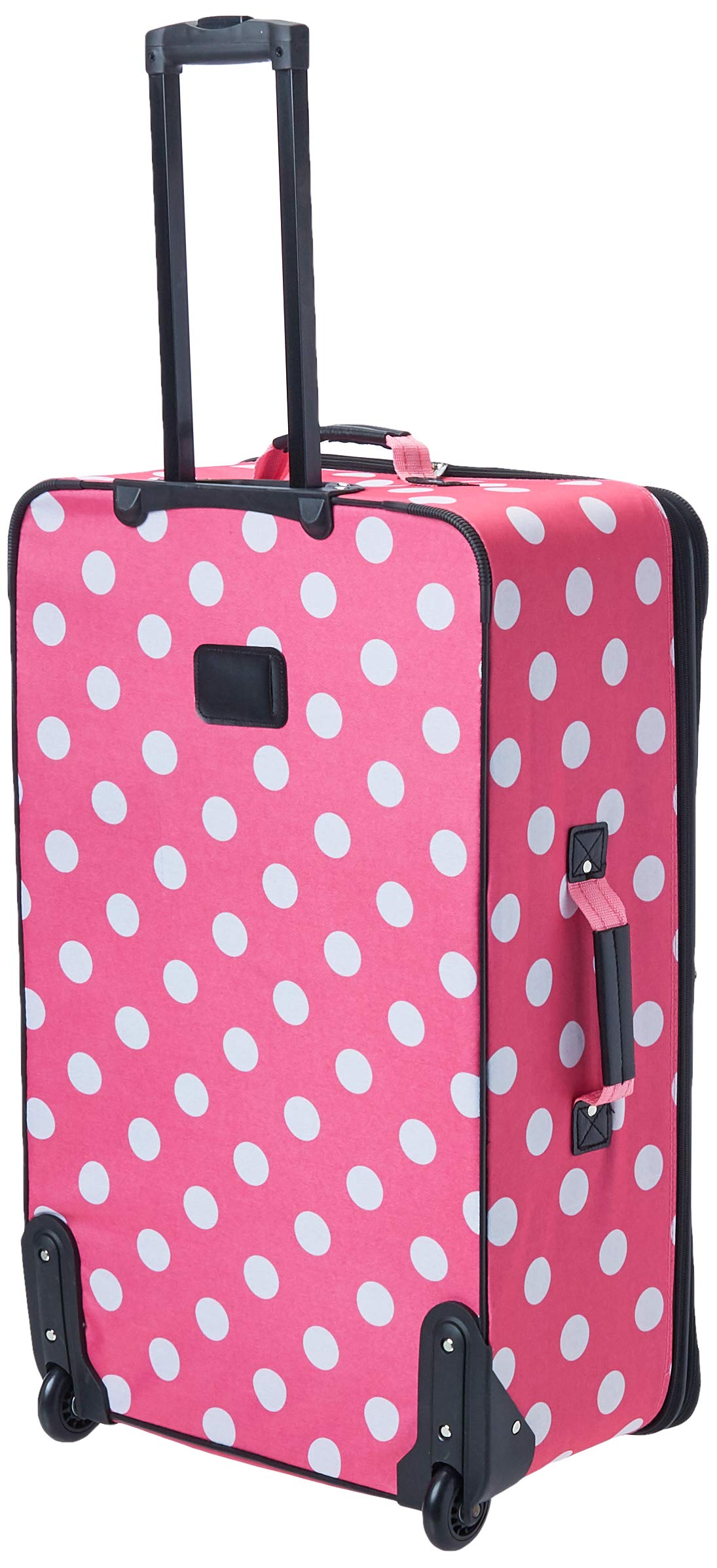 Rockland Vara Softside 3 Piece Upright Luggage Set, Expandable, (20"/28"/22" Rolling Duffel), Pink Leopard