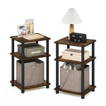 Furinno JUST Side Table, 3-Tier End Table, Open Shelves Night Stand, Bedside Table, Toolless Assembly, for Living Room, Bedroom, Bathroom, Columbia Walnut