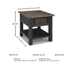 Signature Design by Ashley Bolanburg End Table for Living Room, Two-Tone Distressed Wood Side Table with Smooth-Gliding Drawer, Farmhouse Plank-Style Top, Ideal Night Stand Use, Antique White/Oak