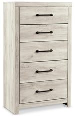Signature Design by Ashley Cayboni Vintage 5 Drawer Wide Chest with Safety Stop for Bedroom, White