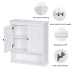 Spirich Bathroom Cabinet Wall Mounted with Doors, Wood Hanging Cabinet with Doors and Shelves Over The Toilet, Bathroom Wall Cabinet White