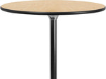 Flash Furniture Lars 30" Round Cocktail Table with 30" and 42" Columns, Adjustable Standard or Bar Height Round Table for Events or Home Use, Natural